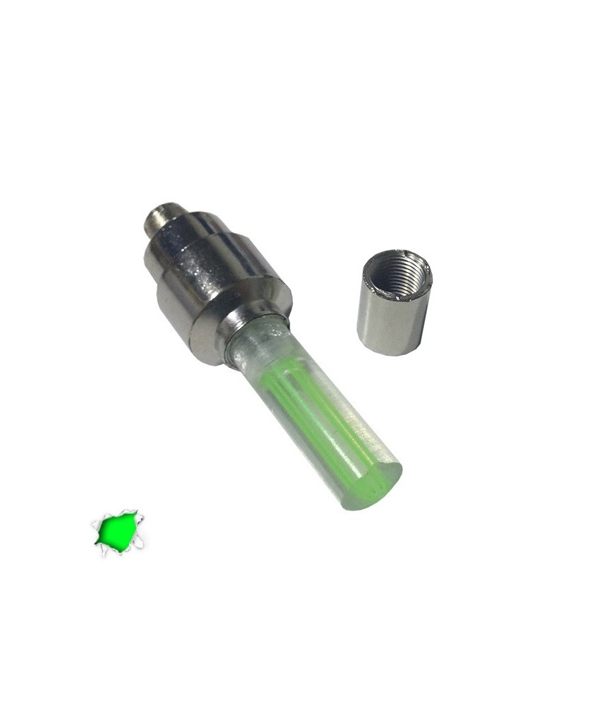 GloboStar® 115202 Βαλβίδες LED με Μπαταρία 3xLR1130 Αυτοκινήτου - Μοτοσυκλέτας - Ποδηλάτου Σετ 2 Τεμ. σε Blister Πράσινο